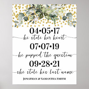 Eukalyptus Gold Best Day Wedding Date Yes Day Poster