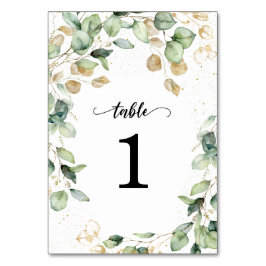 Eukalyptus-Gold-Blätter Hochzeit Tischnummer