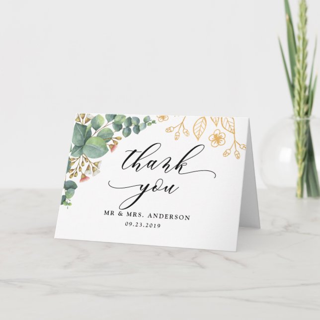 Eukalyptus-Gold-Blätter Karte (Vorderseite)