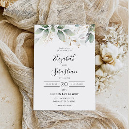 Eukalyptus Gold Blumengrün Einladung zur Hochzeit