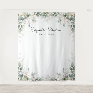 Eukalyptus Gold Blumengrün Hochzeitstorte Wandteppich