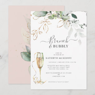Eukalyptus Gold Blush Pink Brautparty   Einladung