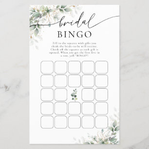 Eukalyptus Gold Brautparty Bingo