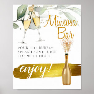 Eukalyptus-Gold-Bridal-Brunch-Mimosa-Bar-Schild Poster