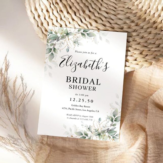 Eukalyptus Gold Bridal Dusche Einladung (Von Creator hochgeladen)