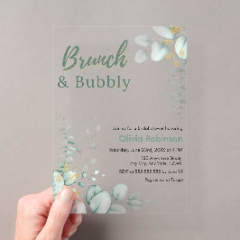 Eukalyptus Gold Brunch & Bubbly Brautparty Acryleinladungen