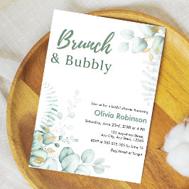 Eukalyptus Gold Brunch & Bubbly Brautparty Einladung