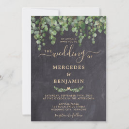 Eukalyptus Gold Chalkboard Wedding Einladung
