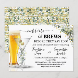 Eukalyptus Gold Cocktails & Brews Couples Dusche Einladung