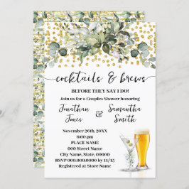 Eukalyptus Gold Cocktails und Brauspaare Dusche Einladung