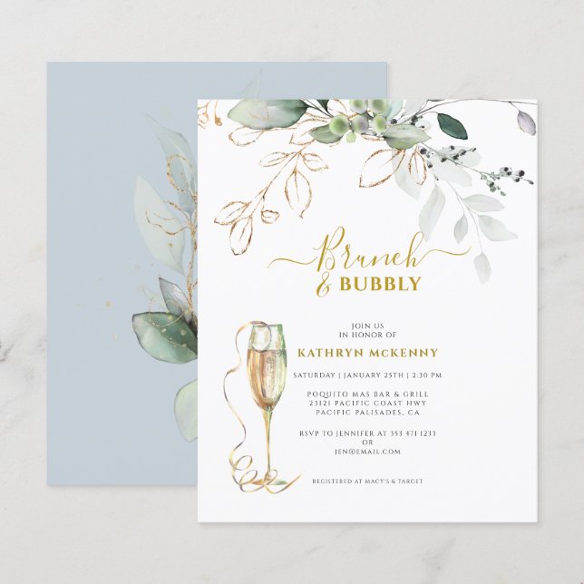 Eukalyptus Gold Dusty Blue Brautparty (Vorne/Hinten)