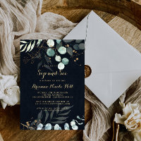 Eukalyptus Gold Floral Blue Sip und Siehe