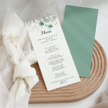 Eukalyptus Gold Floral Calligraphy Dinner Menükarte<br><div class="desc">Diese rustikale eucalyptus gold florale Kalligrafie Dinner Karte ist perfekt für eine einfache Hochzeit. Dieses künstlerische Design ist mit handgezeichnet goldenen Blüten und Aquarell eucalyptus grün Blattwerk inspirierend natürliche Schönheit.

Diese Karte kann für Hochzeitsempfang,  Probe,  Brautparty oder jede Veranstaltung verwendet werden.</div>