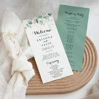 Eukalyptus Gold Floral Wedding Program