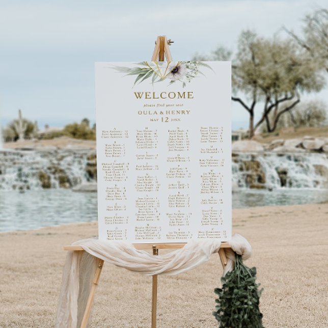 Eukalyptus Gold Geometric Alphabetical Seating Poster (Von Creator hochgeladen)