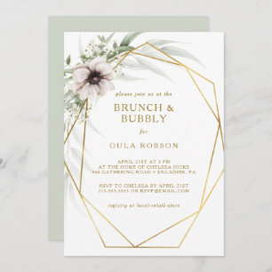 Eukalyptus Gold Geometric Brunch und Bubbly Einladung