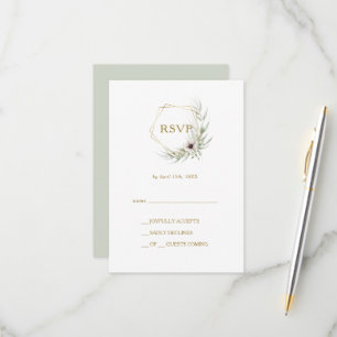 Eukalyptus Gold Geometric RSVP Card Karte