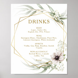Eukalyptus Gold Geometric Wedding Drinks Menü-Zeic Poster