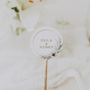 Eukalyptus Gold Geometric Wedding Umschlag Aufkleb Runder Aufkleber