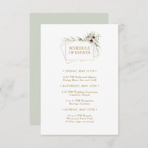 Eukalyptus Gold Geometrischer Zeitplan für Ereigni Begleitkarte