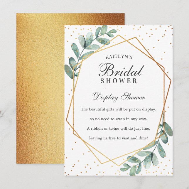 Eukalyptus Gold Geometrisches Brautparty Begleitkarte (Vorne/Hinten)