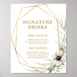 Eukalyptus-Gold-Geometrisches-Signatur-Drinks-Schi Poster