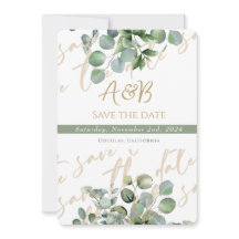 Eukalyptus Gold Glitzer grün - Save the Date 2