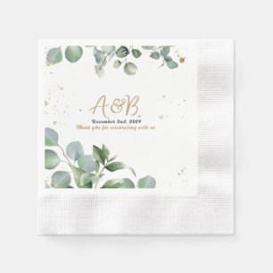 Eukalyptus Gold Glitzer - Grüne Hochzeit Serviette
