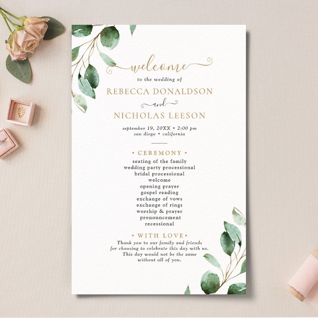 Eukalyptus Gold Greenerity Wedding Program (Von Creator hochgeladen)