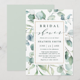 Eukalyptus Gold Greenery Brautparty Einladung