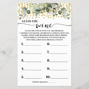 Eukalyptus Gold Guess the Wine Showgame Card Flyer