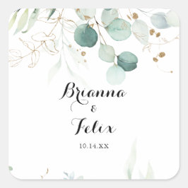 Eukalyptus-Gold-Hochzeiten-Umschlag Aufkleber