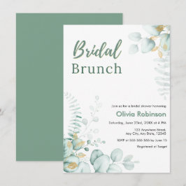 Eukalyptus Gold Hochzeitsbrunch Brautparty Einladung