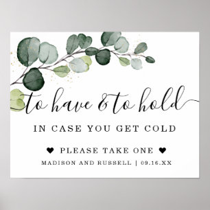 Eukalyptus-Gold-Hochzeitsschild 'To Have and To Ho Poster