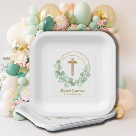 Eukalyptus-Gold-Kreuz Pappteller