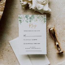 Eukalyptus Gold Leaf Wedding RSVP Card Karte