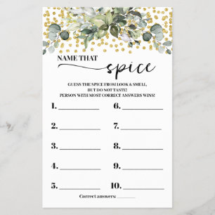 Eukalyptus Gold Name dieser Spuckdusche-Spielkarte Flyer