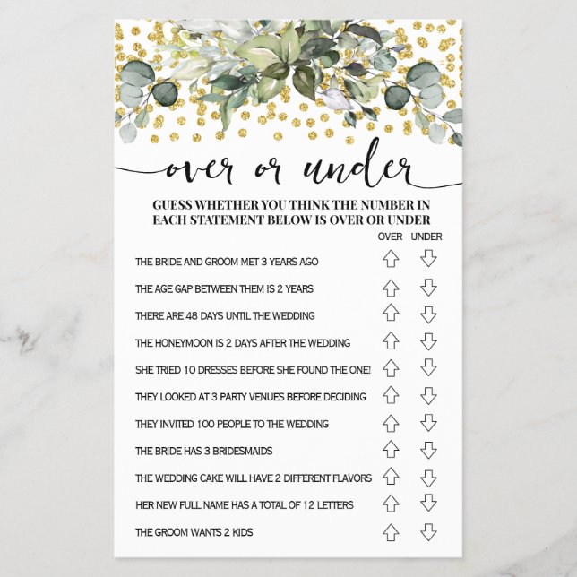 Eukalyptus Gold Over oder Under Showspielkarte Flyer (Vorne)