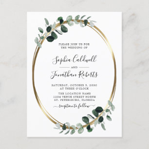 Eukalyptus Gold QR Code UAWG Wedding Einladungspostkarte