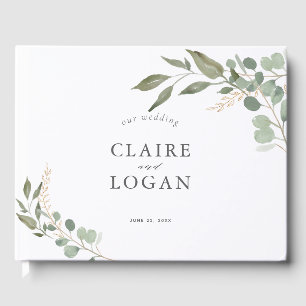 Eukalyptus Gold Sage Green Wedding Gästebuch