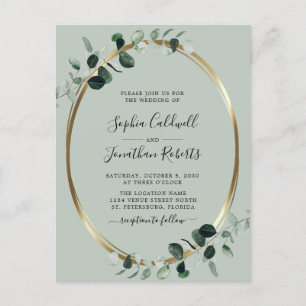 Eukalyptus Gold Sage QR Code UAWG Wedding Einladungspostkarte