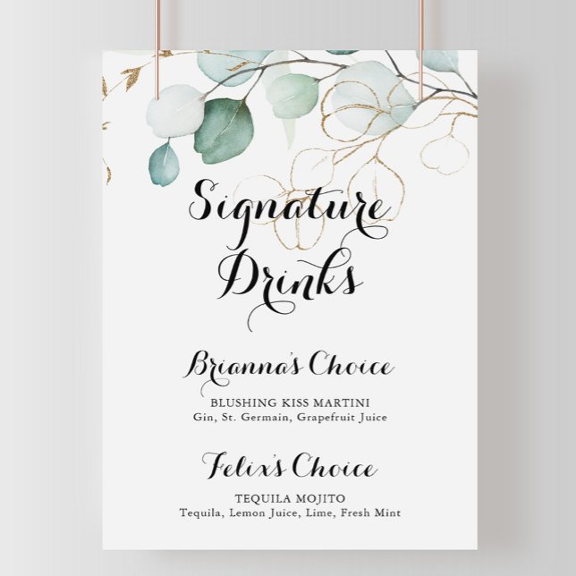 Eukalyptus Gold Signature Drinks Zeichen Poster (Von Creator hochgeladen)