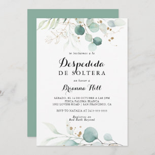 Eukalyptus Gold Spanisches Brautparty Einladung