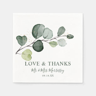 Eukalyptus Gold Sprenkel Liebe und Dank Serviette