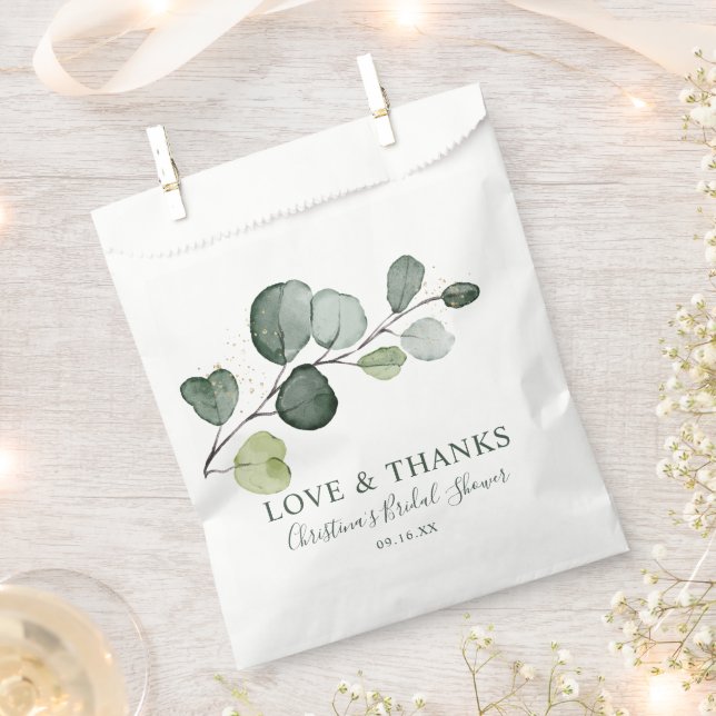 Eukalyptus Gold Spritzer Watercolor Brautparty Geschenktütchen (Ausgeschnitten)