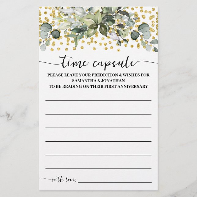 Eukalyptus Gold Time Capsul Advice Game Card Flyer (Vorne)