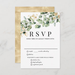 Eukalyptus Gold Wedding RSVP Card, Optionen zum Es