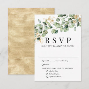 Eukalyptus Gold Wedding RSVP Card, Optionen zum Es Karte