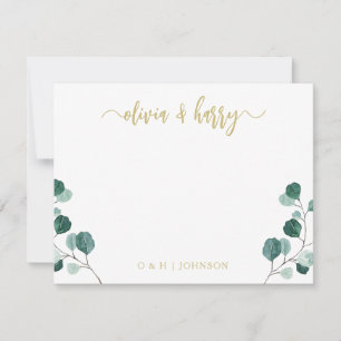 Eukalyptus Gold White Wedding Note Card Mitteilungskarte