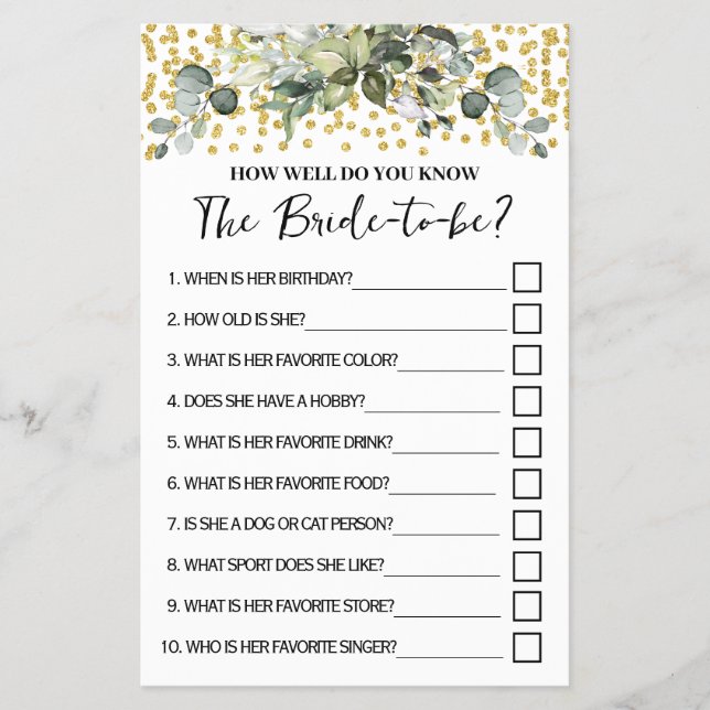 Eukalyptus Gold Wie gut kennen Sie ihre Spielkarte Flyer (Vorne)